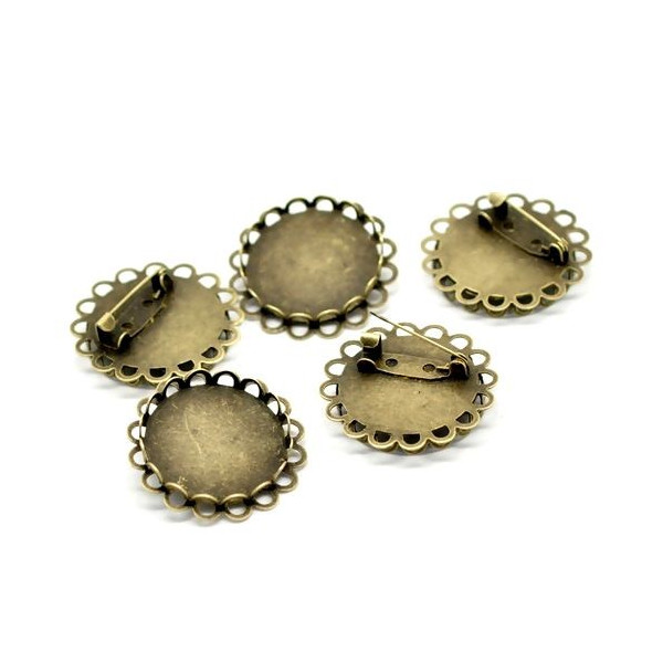 Broches Double Vague 25mm – Métal Couleur Bronze