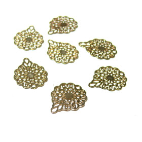 4 Estampes pendentif filigrane Losange RETRO OR ROSE de 20mm A3757