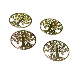 6 Estampes pendentif filigrane  Mini Arbre Doré de 12mm C7472