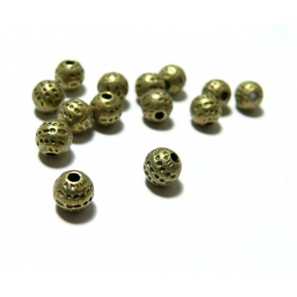Perles intercalaires BILLES MARTELEES 6mm metal couleur BRONZE