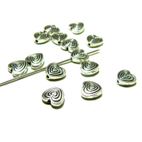 PAX 25 perles intercalaire Multi Coeurs  metal couleur ARGENT ANTIQUE PS11102149