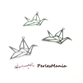 Estampes  filigrane GRUES IMPERIALES ORIGAMI Argent Vif Petit modèle de 12mm