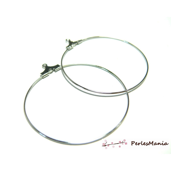 Boucles d'oreilles créoles qualité CREOLES 45mm ARGENT PLATINE