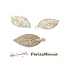 Estampes pendentif  filigrane petite FEUILLE OR ROSE de 18mm