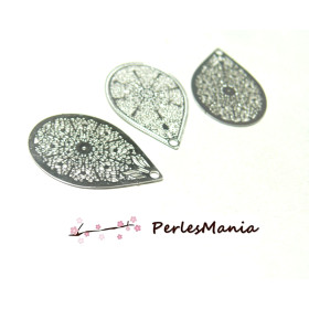 Estampes pendentif filigrane GOUTTE ARGENT VIF de 27mm