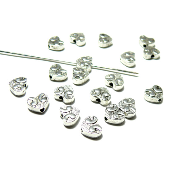 perles intercalaire Multi Coeurs  metal couleur ARGENT ANTIQUE PS11102149