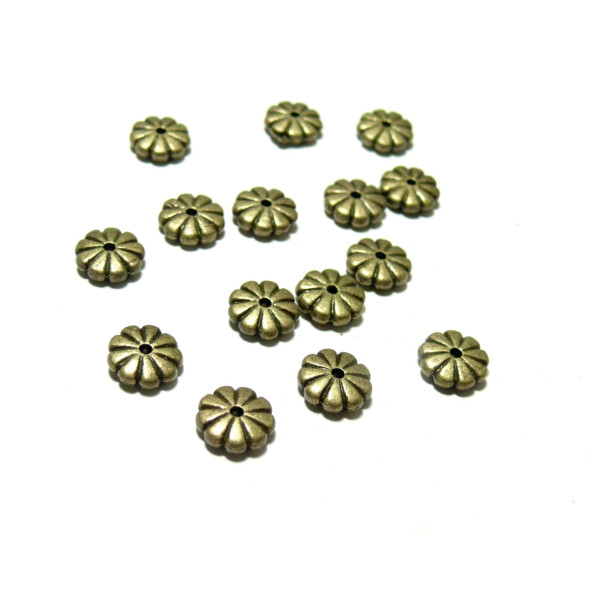 Perles Intercalaires Fleur 9mm Métal Couleur Bronze