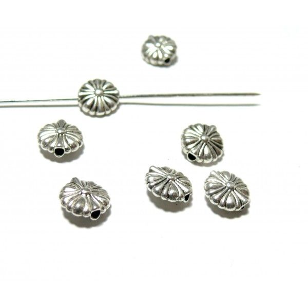 PAX 50 perles intercalaires Martelées RONDE metal couleur ARGENT ANTIQUE S1198026