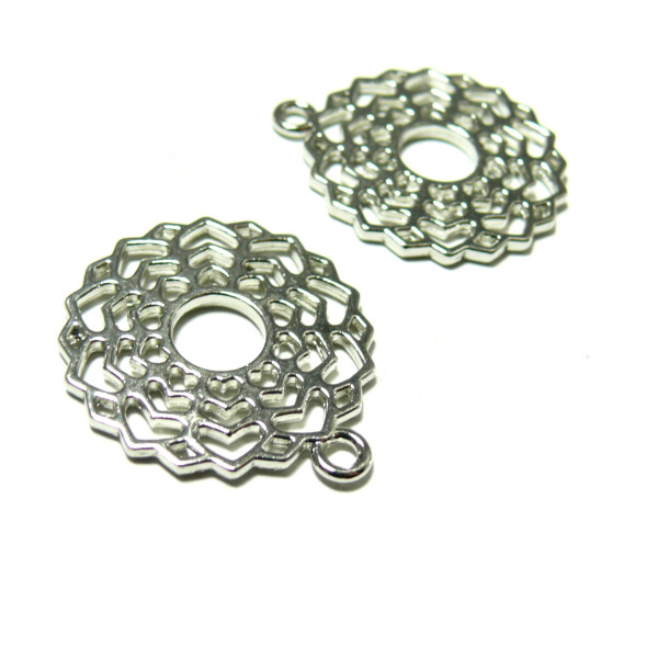 PAX 10 pendentifs YOGA Sahasrara metal couleur ARGENT PLATINE S1175544