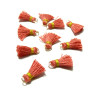 PAX 10 MINI pompons breloque passementière avec  anneau 18mm Saumon et fil Jaune PS11101839