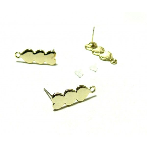 PAX 10 Supports de Boucle d'oreille puce COEUR avec anneaux d'attache Dore S11102810