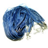 Colliers Organza et Corde 4 rangées Bleu – Fermoir Mousqueton et Chaînette d’Extension