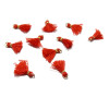 PAX 10 MINI pompons breloque passementière avec fil d'or et anneau 10mm ROUGE ref 160721134006