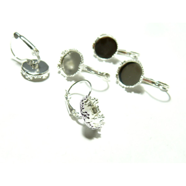 Supports Boucle d'Oreille Dormeuse Couronne 12mm Argent Vif