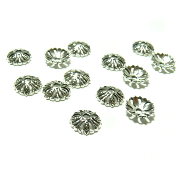 PAX 30 coupelles calottes caps CARRE CONIQUE Argent Antique 12mm ref 170926144932