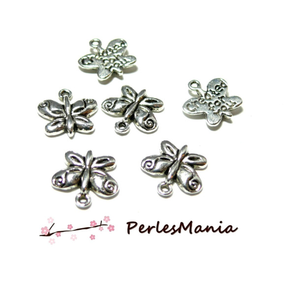 10 breloques Petits Papillons CREATE FOR YOU ( S112051) ARGENT ANTIQUE