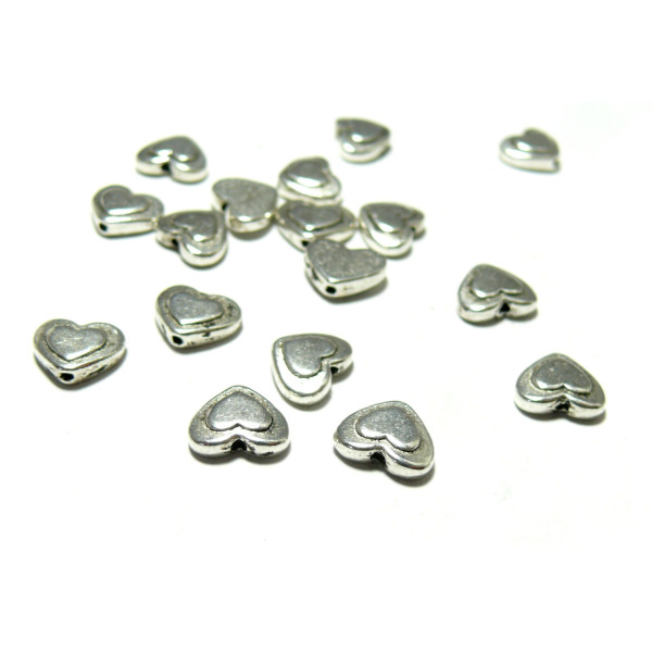 perles intercalaires Coeur double metal couleur ARGENT ANTIQUE