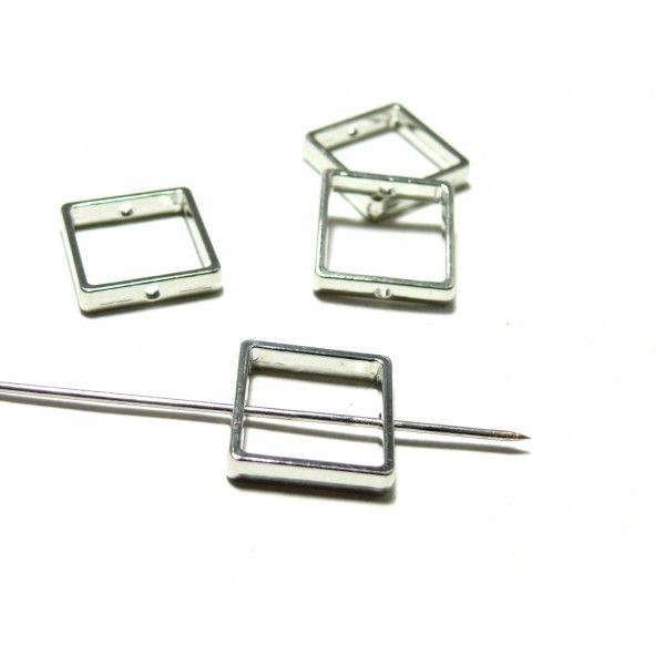 PAX 10 perles METAL intercalaires Cadre Rectangle 21mm Argent Platine S1199389