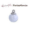 Pendentifs GLOBES BULLES en Verre Bubble Gum Blanc socle Argent