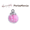 PAX 10 Pendentifs GLOBES BULLES en Verre Bubble Gum Multicolore socle Argent  PS11102440