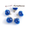 Pendentifs GLOBES BULLES en Verre Caviar Bleu socle Argent  PS11102448