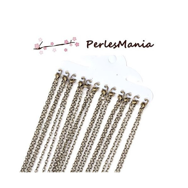 COLLIERS SAUTOIRS 81cm CHAINE Maille Forcat 3.5 par 2.5mm BRONZE