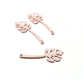 PAX 10 pendentifs émaillés biface GRANDE FEUILLE Philodendron Montserrat Rose S11103301