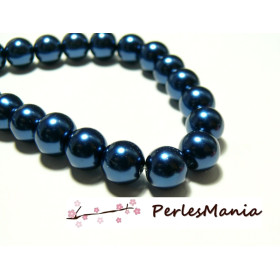 perles en verre NACRE RONDE 10mm Bleu Nuit