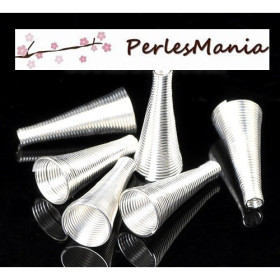 Grands Cônes Embouts Caps Coupelles Ressort 23x10mm Argent Vif