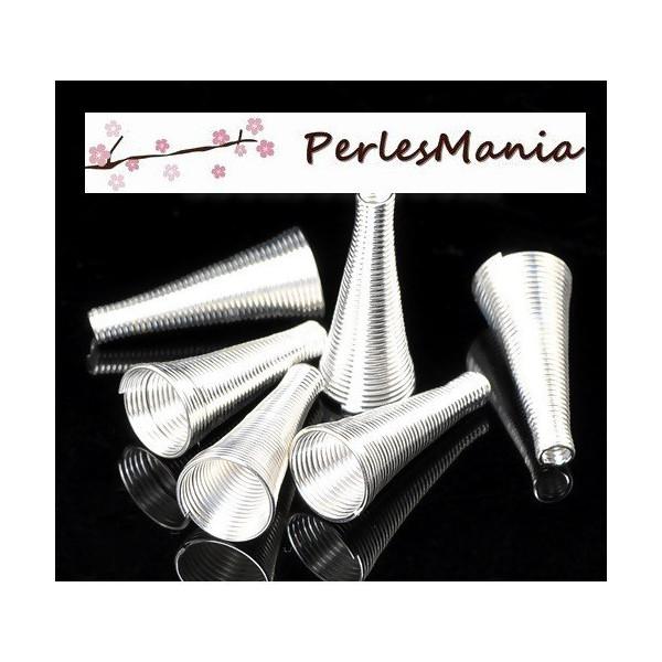Grands Cônes Embouts Caps Coupelles Ressort 23x10mm Argent Vif