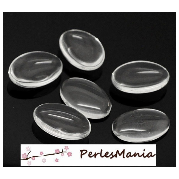 CABOCHONS OVALE 18 par 25mm, EN VERRE DOMES TRANSPARENTSS
