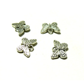 pendentifs papillon  BIFACE 2A2926 metal Argent Antique