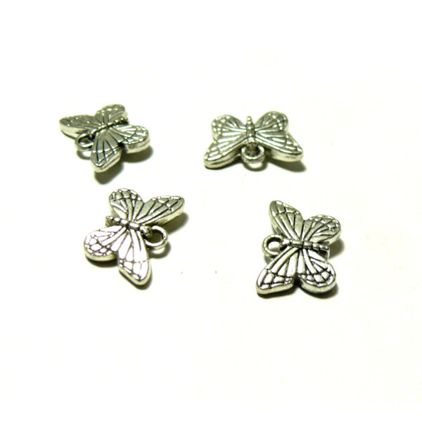 pendentifs papillon  BIFACE 2A2926 metal Argent Antique