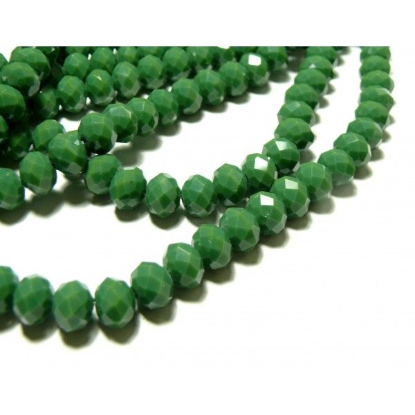 1 fil d'environ 70 perles à facettes RONDES en verre 8mm Vert Foret 166802A
