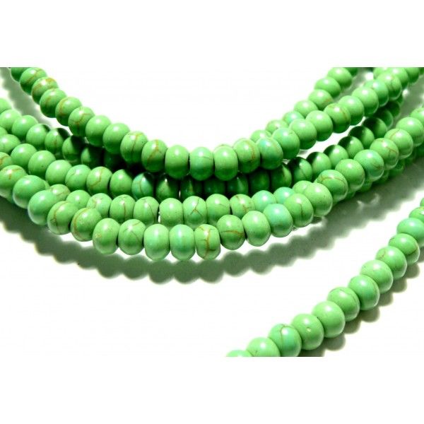 1 fil d'environ 95 perles RONDELLES 6 par 4mm Howlite Verte G1096401