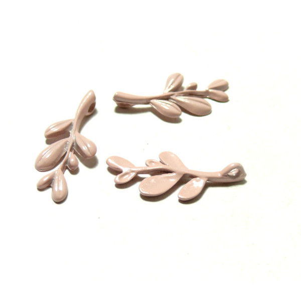 PAX 10 pendentifs émaillés biface Rose BRANCHE DE GUI S11103295