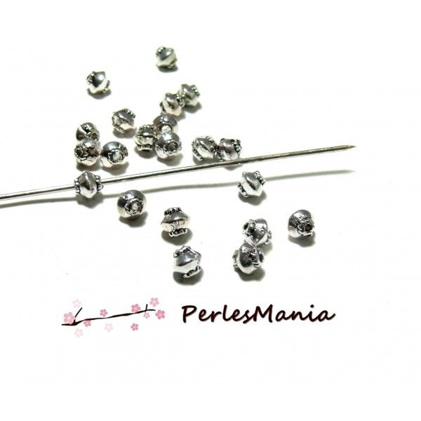 Perles METAL intercalaires Toupies 5mm Ethnique métal finition  Argent Platine Rhodié