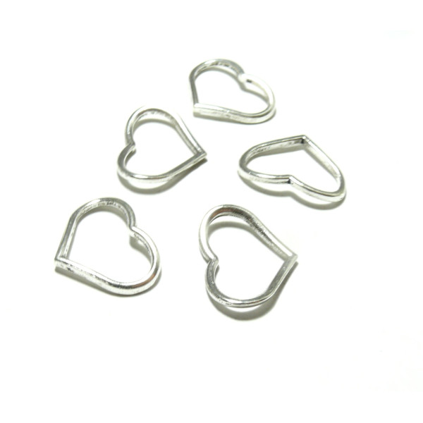 Pendentifs Cœur 25mm – Métal Finition Argent Platine