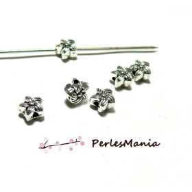 Perles METAL intercalaires Fleur 7mm Argent Antique
