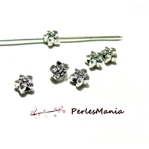 Perles METAL intercalaires Fleur 7mm Argent Antique