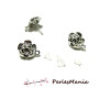 Puce d'oreilles Fleur Argent Platine avec anneau attache et embouts