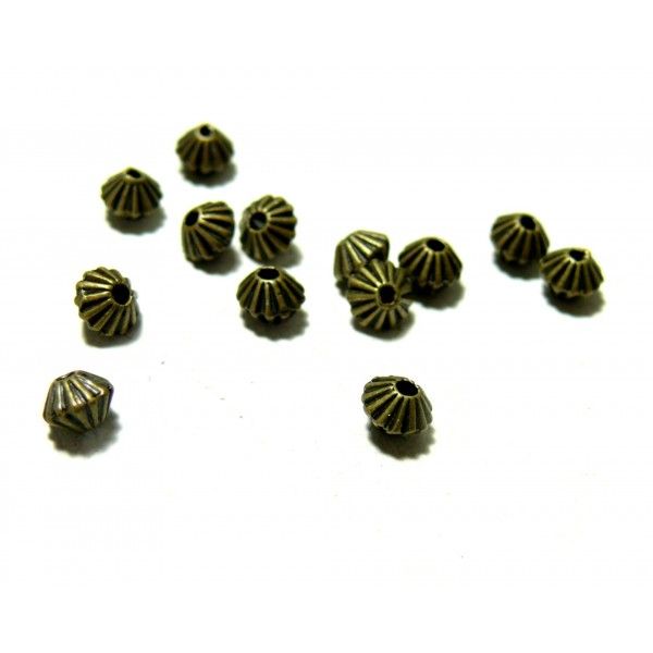 PAX 200 perles intercalaires passants TOUPIES 5 par 4mm BRONZE S114482