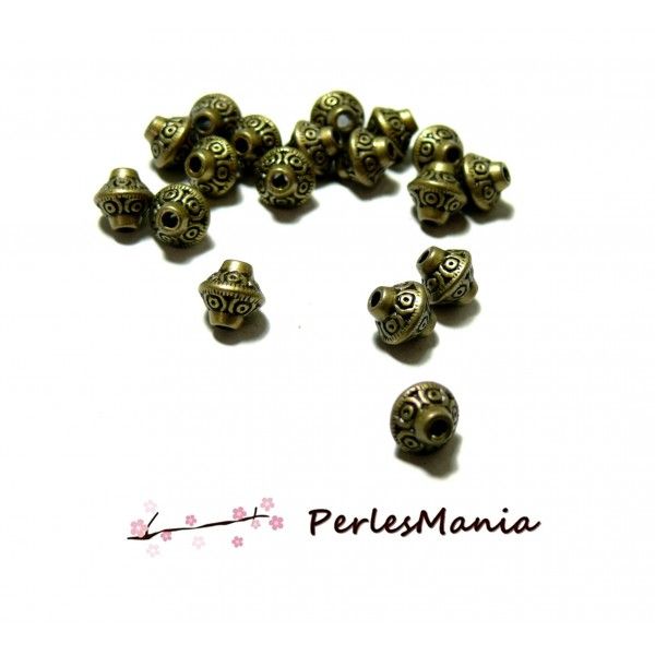 20 perles intercalaire TOUPIE INCA 6mm metal couleur BRONZE ( S1114499 )