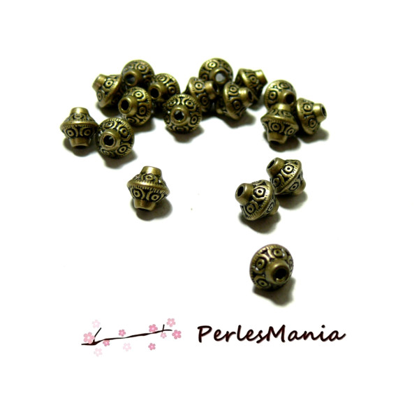 Perles intercalaire TOUPIE INCA 6mm, laiton finition BRONZE