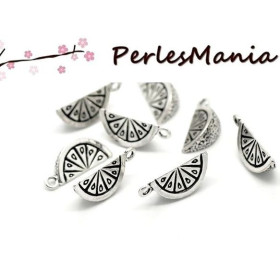 pendentifs breloque PASTEQUE 3D BIFACE couleur ARGENT ANTIQUE