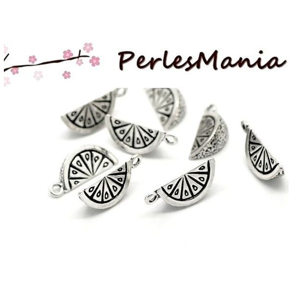 pendentifs breloque PASTEQUE 3D BIFACE couleur ARGENT ANTIQUE