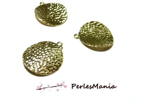 Pendentifs Breloques martelées rondes 26mm couleur Doré