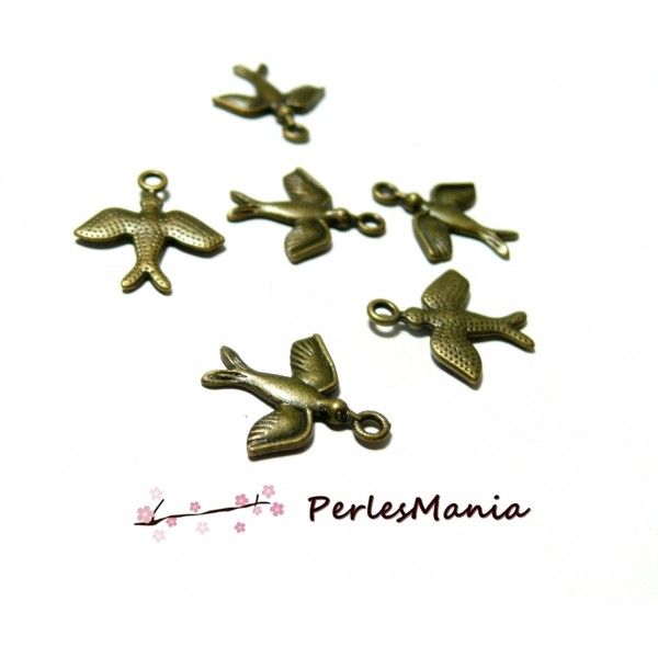 PAX environ 50 pendentifs perles intercalaire oiseau  Bronze S1113466 