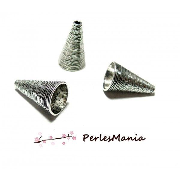 PAX 50 cônes coupelles embouts filigranés metal couleur ARGENT ANTIQUE PS1129810 