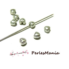perles intercalaires Coeurs metal couleur Argent Platine